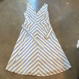Kate Spade Chevron Striped Midi cotton/linen Dress with 2 front pockets.